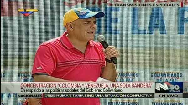 Jorge Rodríguez desde movilización de colombianos en Venezuela | Foto: @TVesAlDia