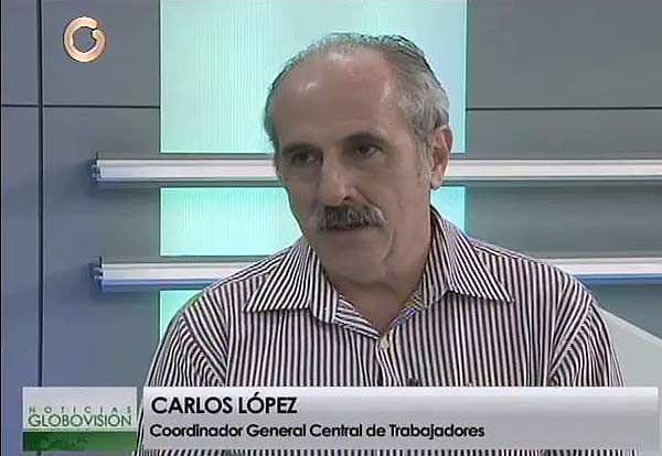 Carlos López, coordinador de la Central Bolivariana Socialista de Trabajadores de Venezuela | Foto: captura