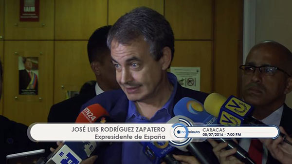 Expresidente Zapatero en su arribo a Venezuela | Foto: captura de video