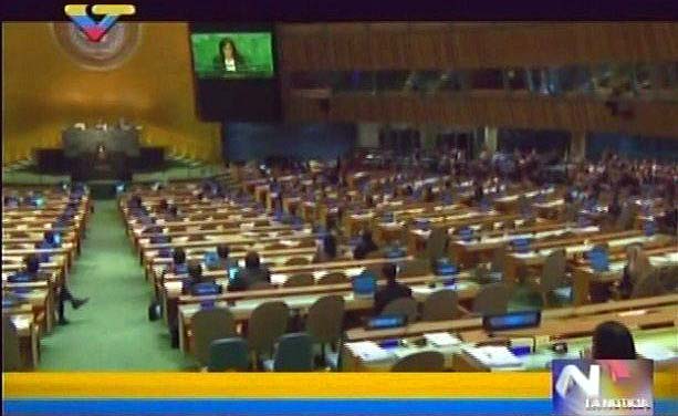 Delcy Rodríguez durante su discurso en el hemiciclo de la ONU | Captura: Maduradas