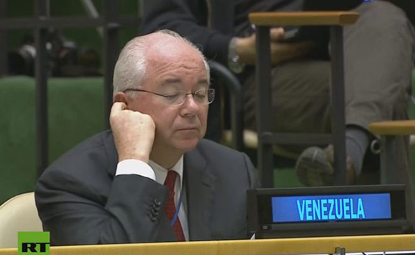 Rafael Ramírez durante discurso de Delcy Rodríguez en la ONU