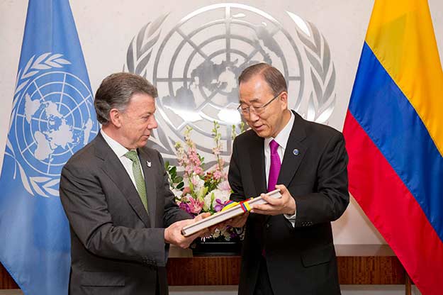 Presidente de Colombia, Juan Manuel Santos y Secretario General de la ONU, Ban Ki-moon | EFE