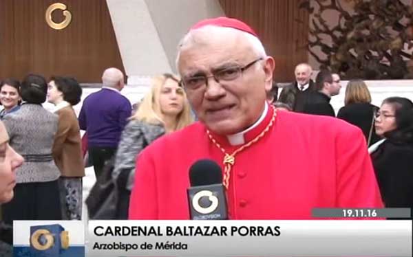Cardenal Baltazar Porras | Foto: Captura de video