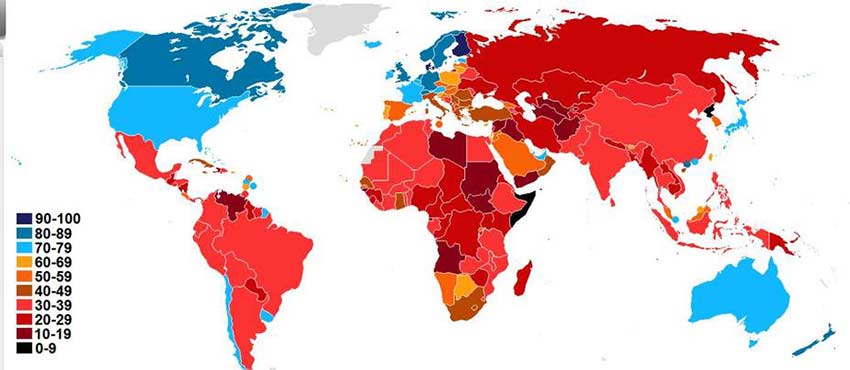 Niveles de corrupción por país | Crédito: Transparencia Internacional
