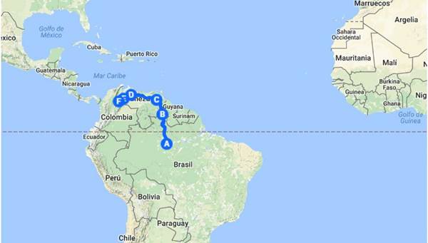 Esta sería la presunta ruta de posibles elementos extremistas islámicos a través de Venezuela | Imagen: La Patilla