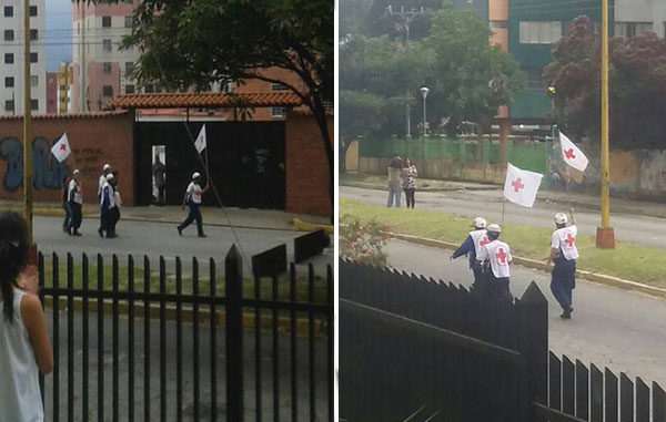 Integrantes de la Cruz Roja tuvieron que izar banderas para atender a heridos en Mérida | Composición