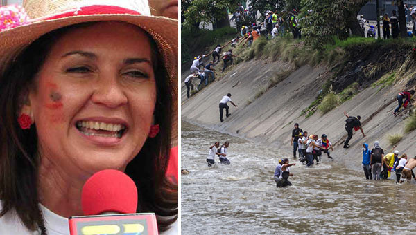 Jacqueline Faría se burla de los manifestantes que se lanzaron al Guaire | Notitotal
