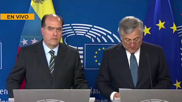 Julio Borges junto a Antonio Tajani, presidente del PE | Foto: Twitter