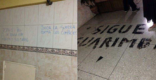 Mensajes dejados en los edificios de Villa Latina | Fotos: Twitter