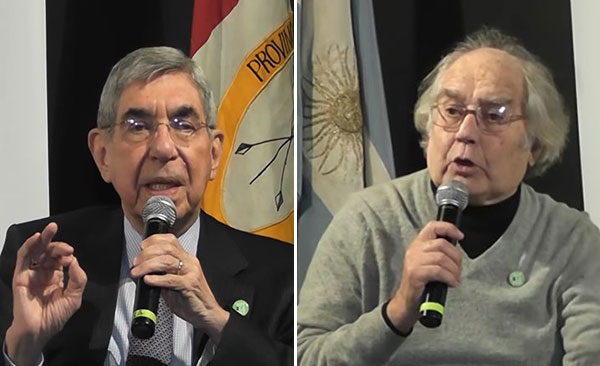 Los premios Nobel de la Paz, el costarricense Óscar Arias Sánchez, y el argentino Adolfo Pérez Esquivel | Composición