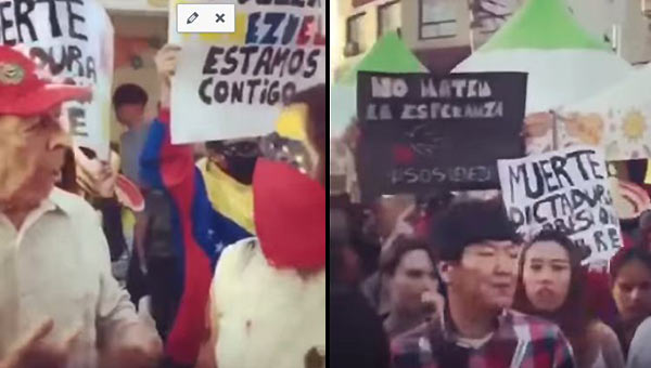Venezolanos protestando en Corea del Sur | Captura de video