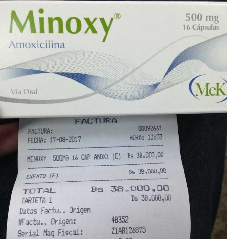 Una caja de 16 cápsulas de 500 mg de amoxicilina, por ejemplo, tiene un costo de 38 mil bolívares |  Foto: El Cooperante