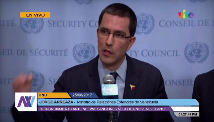 Jorge Arreaza responde a sanciones de EEUU | Foto: Captura de video