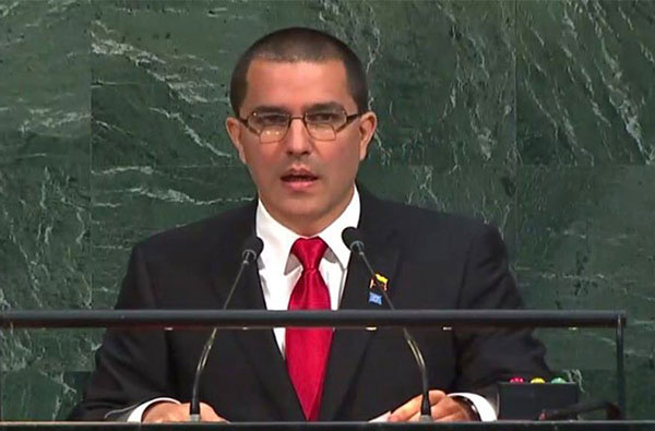 Jorge Arreaza denunció ante la ONU que Venezuela ha sido "amenazada" por EEUU | Captura de video