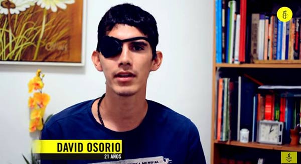 David Osorio, víctima de la represión | Foto: Captura de video
