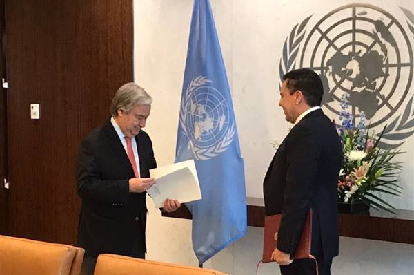  Moncada presentó sus credenciales como nuevo embajador de Venezuela en la ONU | Foto: @SMoncada_VEN