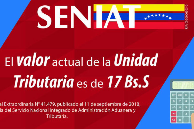 El valor de la Unidad Tributaria subió de 12 a 17 bolívares soberanos